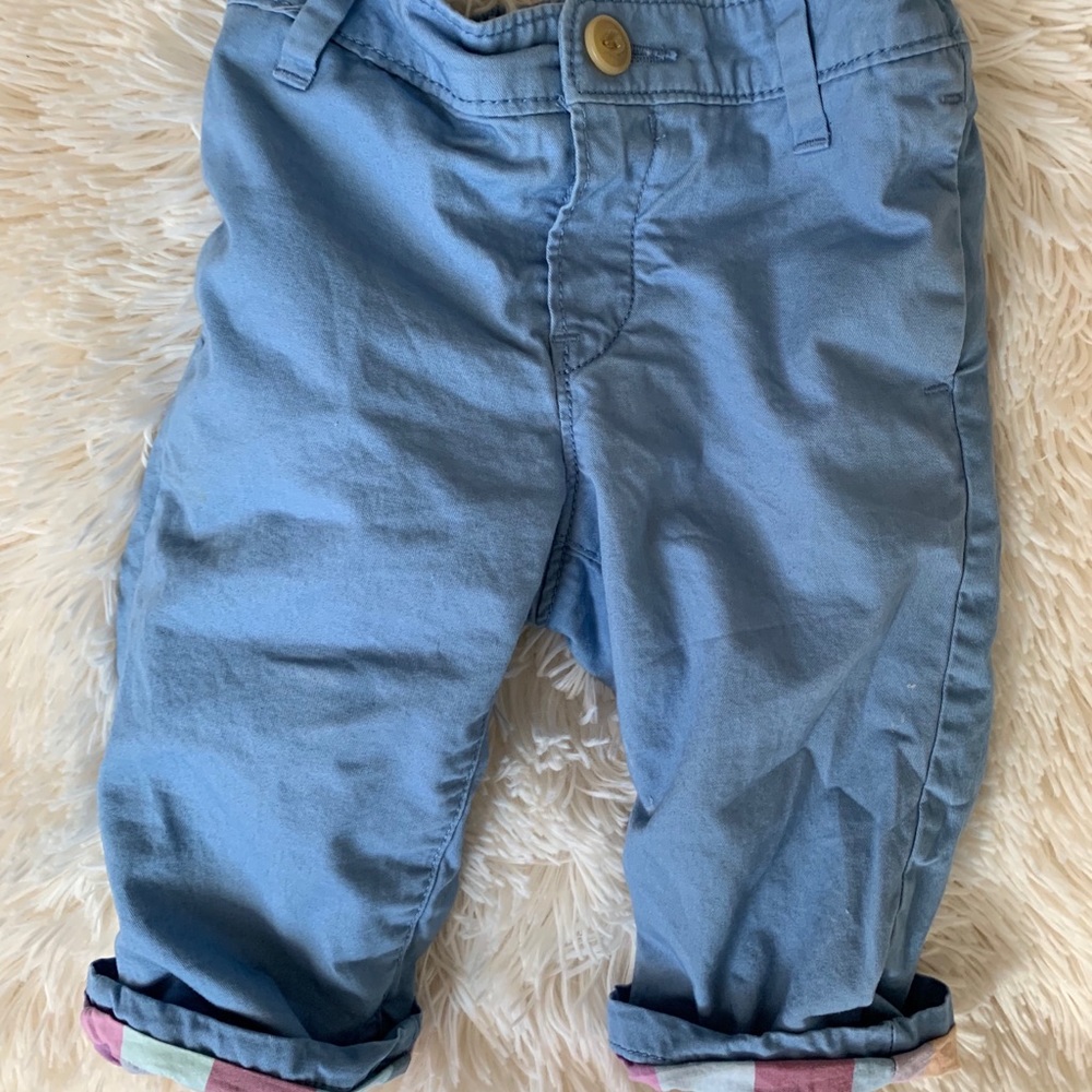 Baby Gap powder blue with plaid cuff